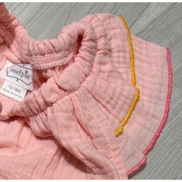 Mud Pie pink cotton gauze dress 12-18m NWT boho ric rac trim - Picture 3 of 3